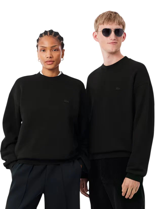 Lacoste felpa unisex oversize in caldo cotone nero