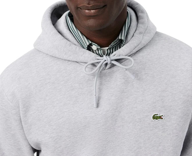 Lacoste felpa con cappuccio felpata uomo grigio melange