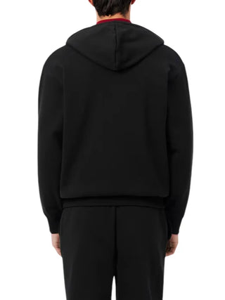 Lacoste felpa uomo con zip e cappuccio in cotone felpato nero SH8864 031 LACOSTE 