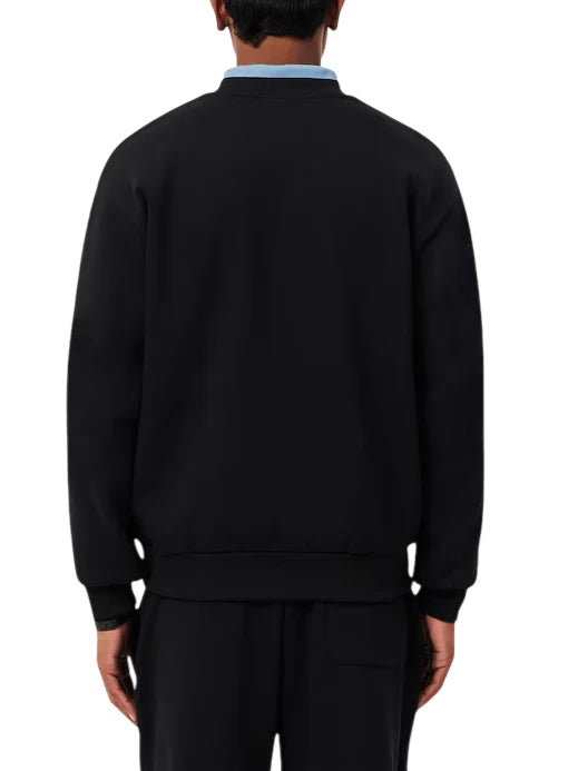 Lacoste felpa uomo in misto cotone felpato nero