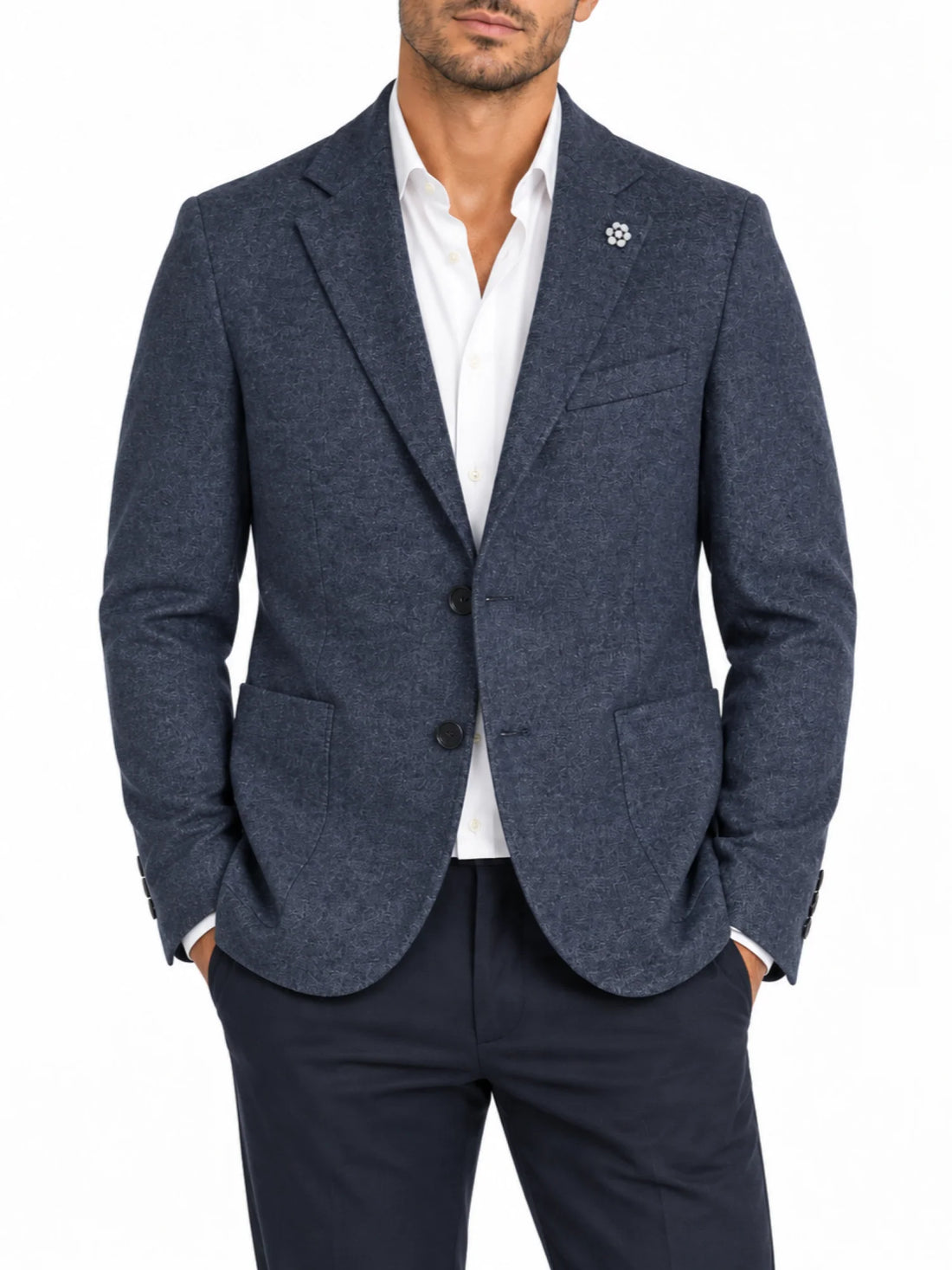 Le Braghe giacca blazer uomo monopetto blu melange