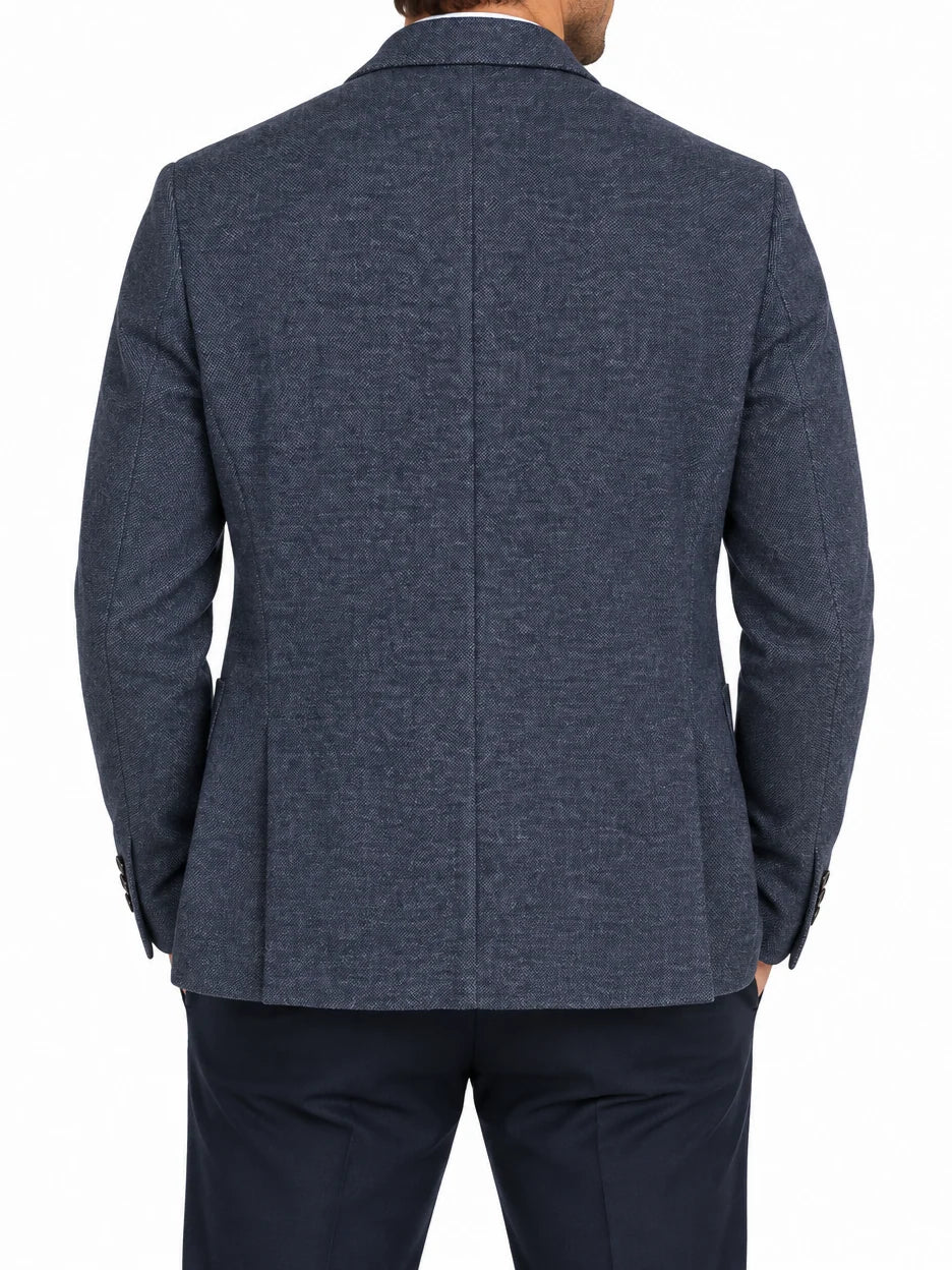 Le Braghe giacca blazer uomo monopetto blu melange
