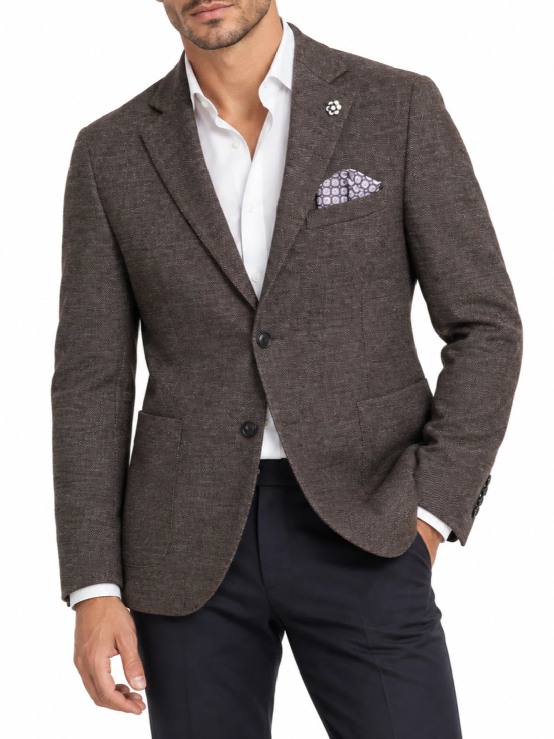 Le Braghe giacca blazer uomo monopetto marrone