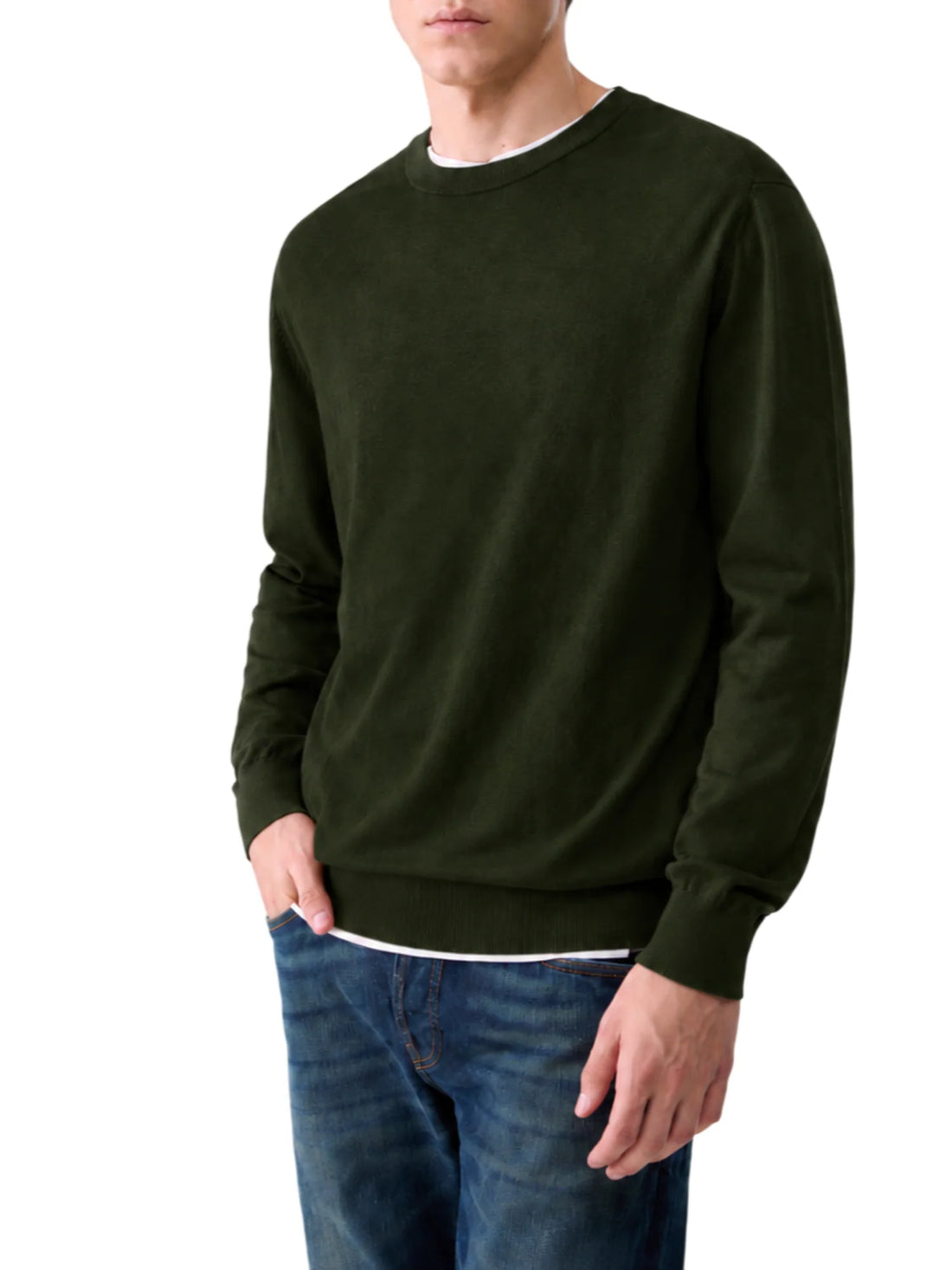 Liu Jo maglia girocollo uomo in misto seta verde fango