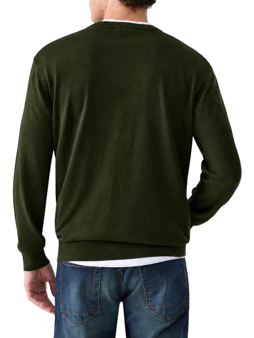 Liu Jo maglia girocollo uomo in misto seta verde fango
