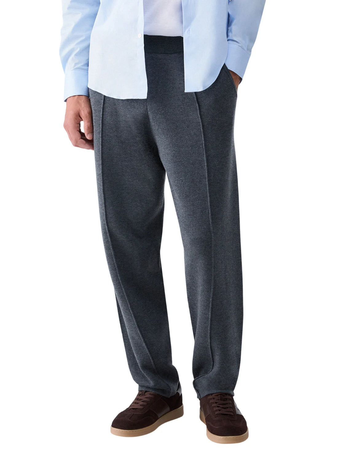 Liu Jo pantaloni uomo in maglia misto lana grigio