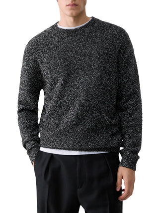 Liu Jo maglia uomo in tessuto bouclè melange nero bianco QF6124MAB28 22222 LIU JO 