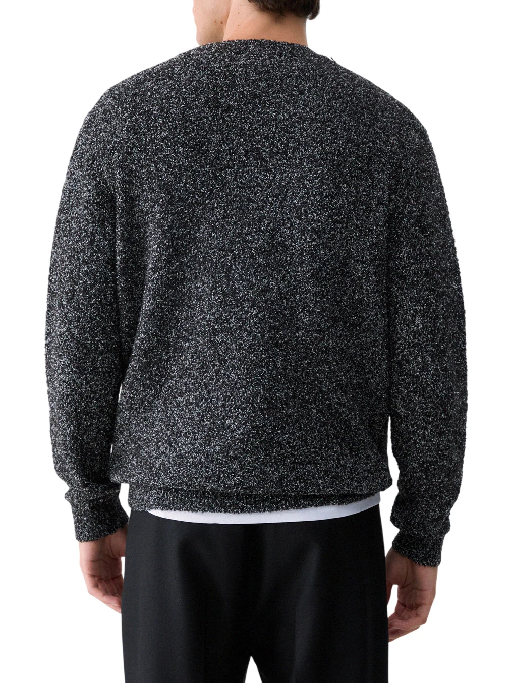 Liu Jo maglia uomo in tessuto bouclè melange nero bianco