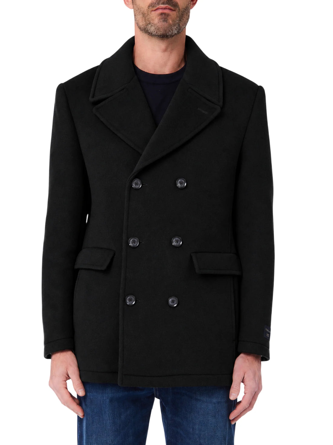 Liu Jo cappotto caban uomo misto lana e cashmere nero