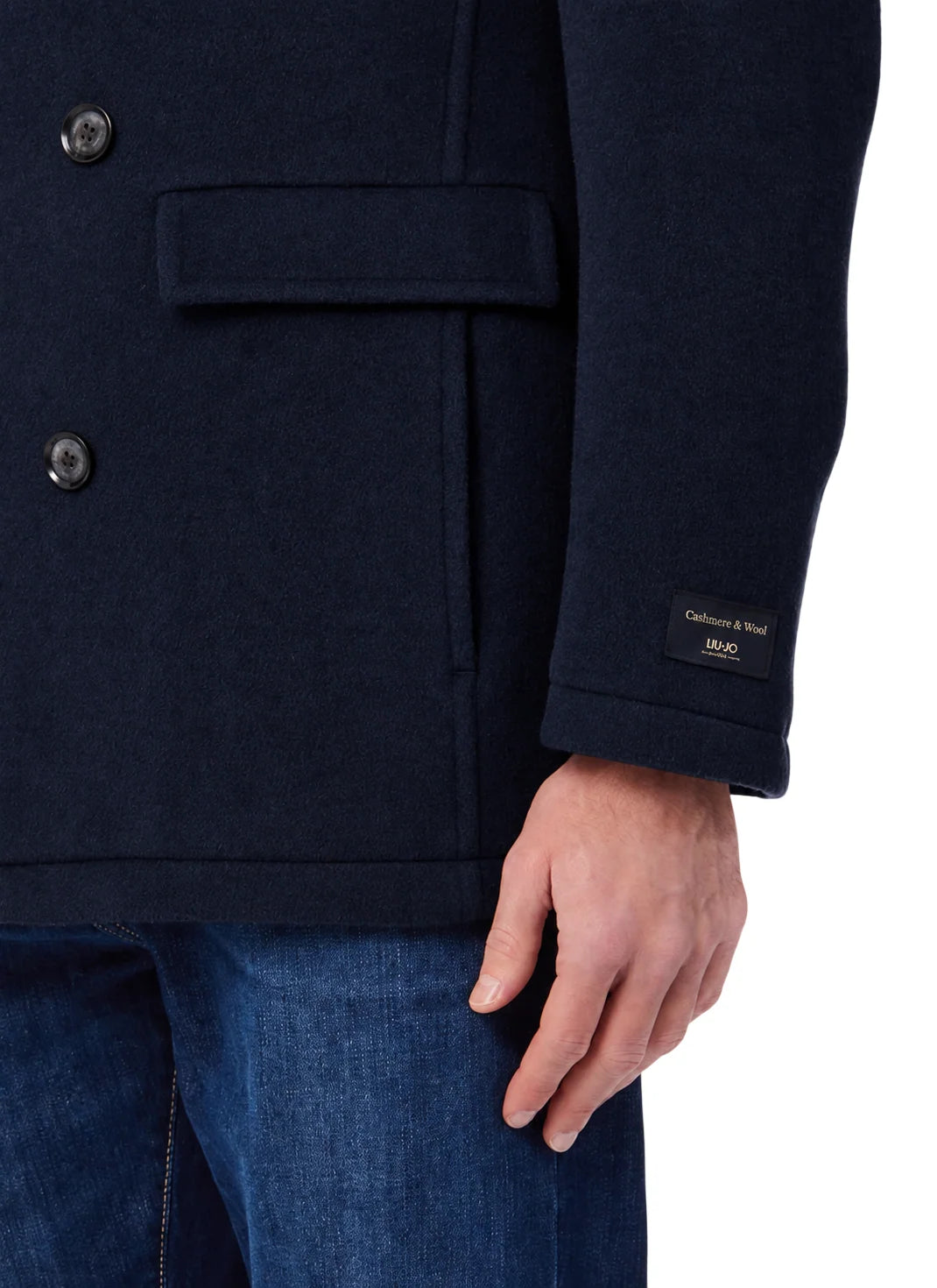 Liu Jo cappotto caban uomo misto lana e cashmere blu
