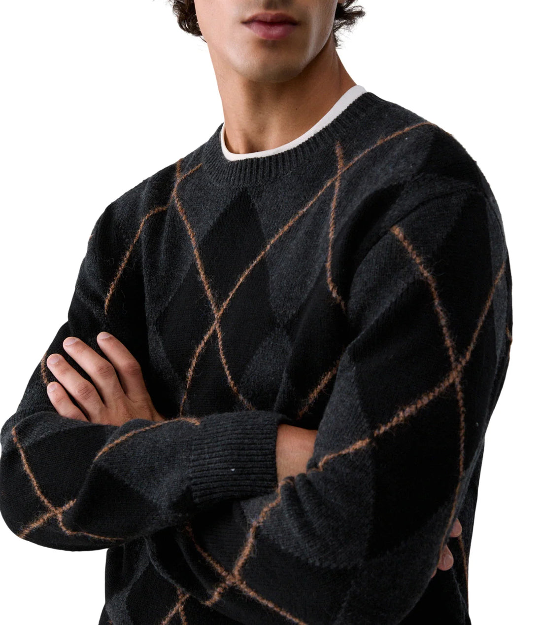 Liu Jo maglia uomo misto lana a rombi grigio nero