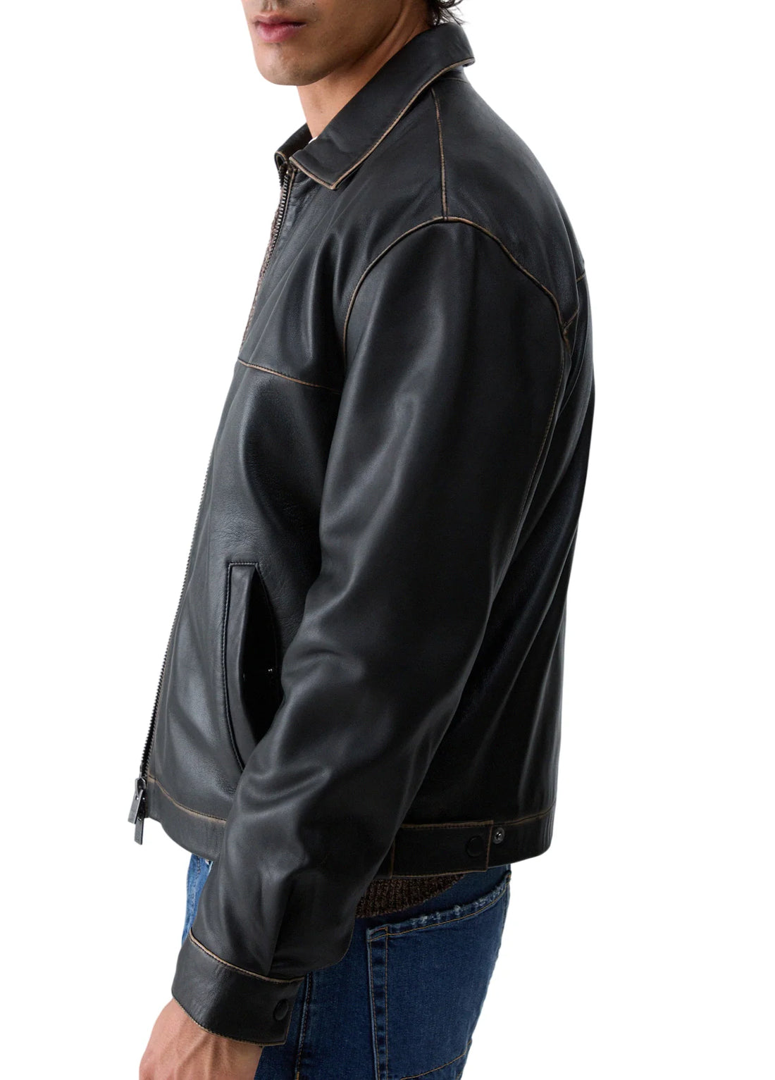 Liu Jo giubbino uomo in pelle con zip marrone moro