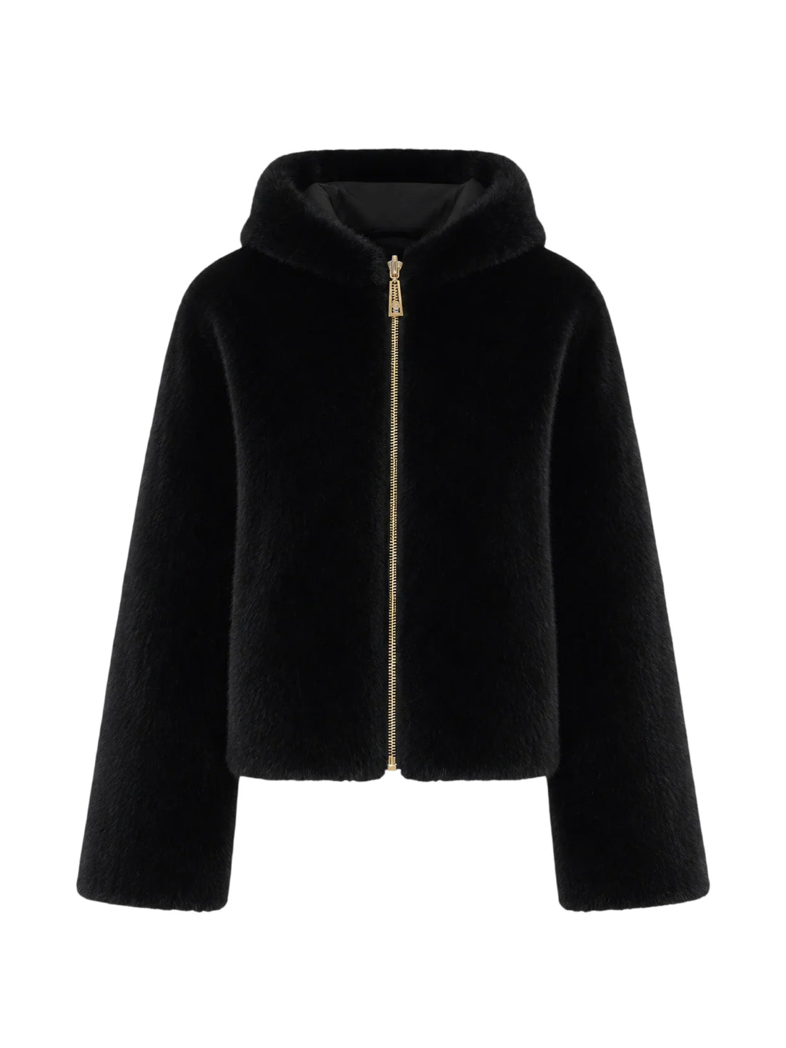 Liu Jo giubbino reversibile in ecopelliccia con cappuccio nero