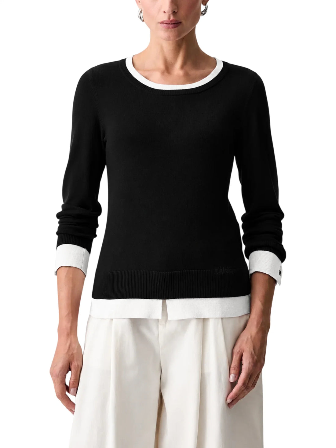 Liu Jo maglia donna con inserti in contrasto nero panna