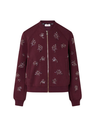 Liu Jo giacca con zip ricami floreali gioiello borgogna TF6133J3958 L9576 LIU JO 