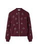 Liu Jo giacca con zip ricami floreali gioiello borgogna