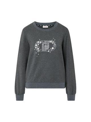 Liu Jo felpa donna misto viscosa felpata con logo gioiello grigio TF6138FS576 L9341 LIU JO 