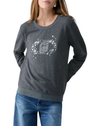 Liu Jo felpa donna misto viscosa felpata con logo gioiello grigio TF6138FS576 L9341 LIU JO 