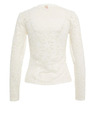 Liu Jo T-shirt manica lunga donna in pizzo bianco latte TF6152J3968 10701 LIU JO