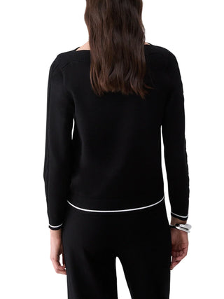 Liu Jo maglia donna scollo a barchetta con logo strass nero TF6189MS63L A3521 LIU JO 