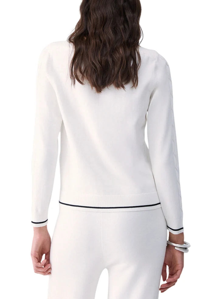 Liu Jo maglia donna scollo a barchetta con logo strass panna