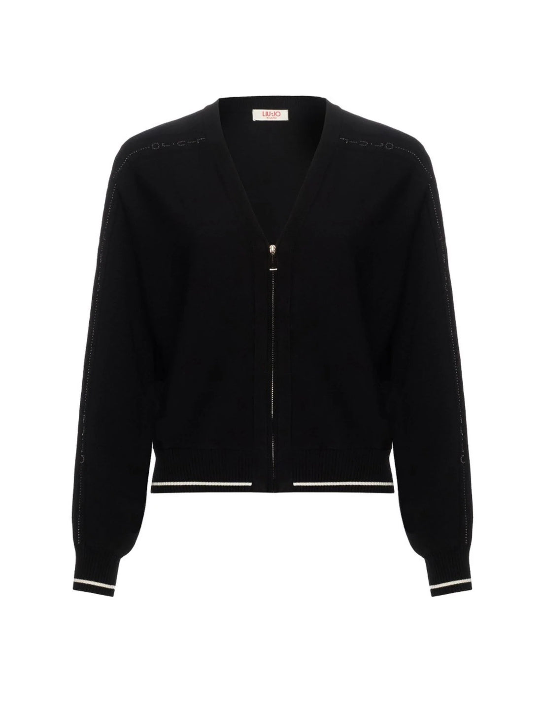 Liu Jo cardigan donna con zip logo strass nero