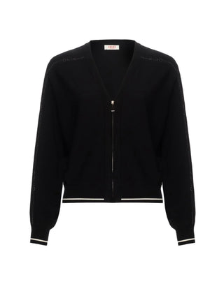 Liu Jo cardigan donna con zip logo strass nero TF6192MS63L A3521 LIU JO 