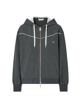 Liu Jo giacca gessata con zip e cappuccio grigio TF6200T691A D3031 LIU JO 