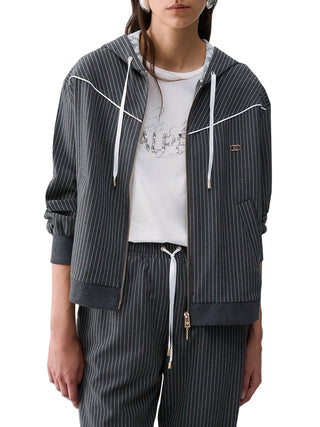 Liu Jo giacca gessata con zip e cappuccio grigio TF6200T691A D3031 LIU JO 