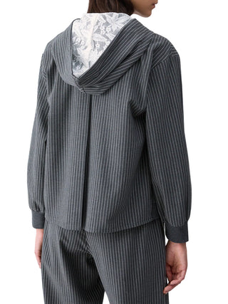 Liu Jo giacca gessata con zip e cappuccio grigio TF6200T691A D3031 LIU JO