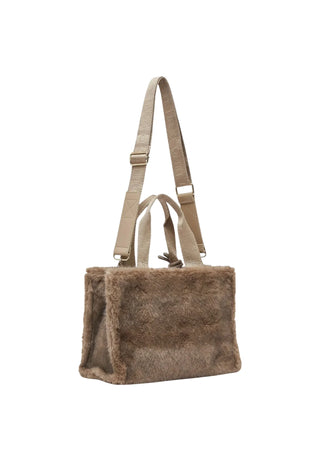 Liu Jo borsa donna in ecopelliccia con logo tortora