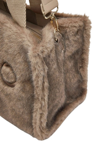 Liu Jo borsa donna in ecopelliccia con logo tortora