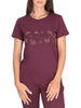 Liu Jo T-shirt donna manica corta con logo strass e ricami gioiello prugna