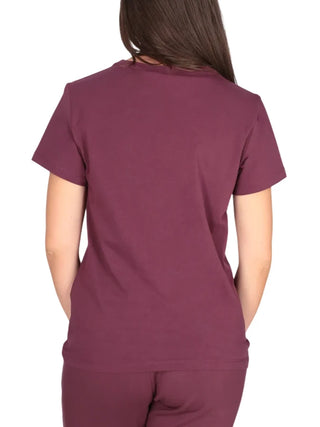 Liu Jo T-shirt donna manica corta con logo strass e ricami gioiello prugna