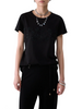 Liu Jo T-shirt donna manica corta con logo strass e ricami gioiello nero