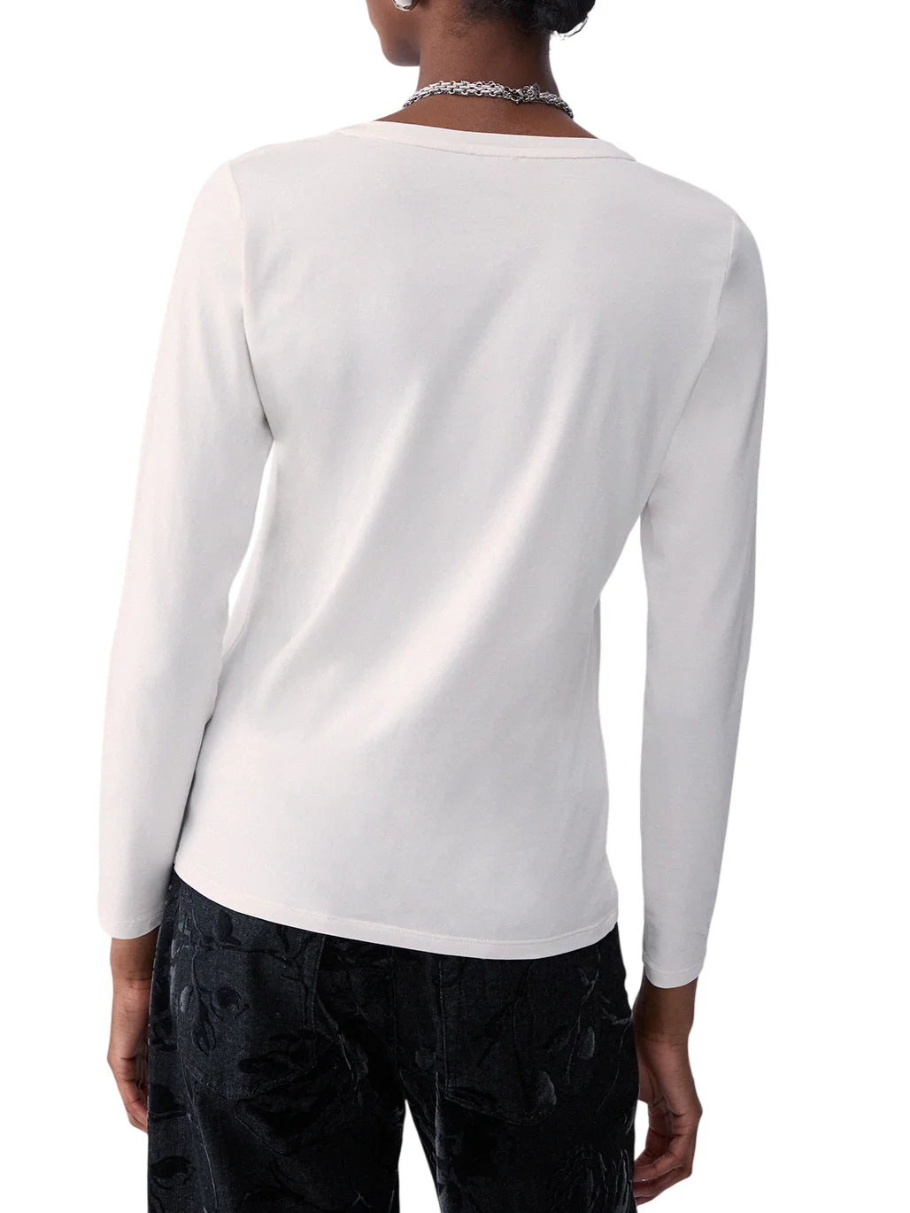 Liu Jo T-shirt manica lunga con logo gioiello bianco