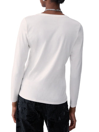 Liu Jo T-shirt manica lunga con logo gioiello bianco