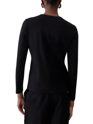 Liu Jo T-shirt manica lunga con logo gioiello nero rosa
