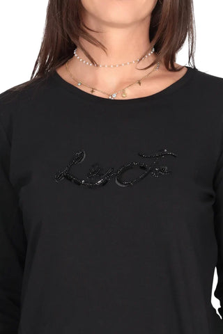 Liu Jo T-shirt manica lunga con logo gioiello nero