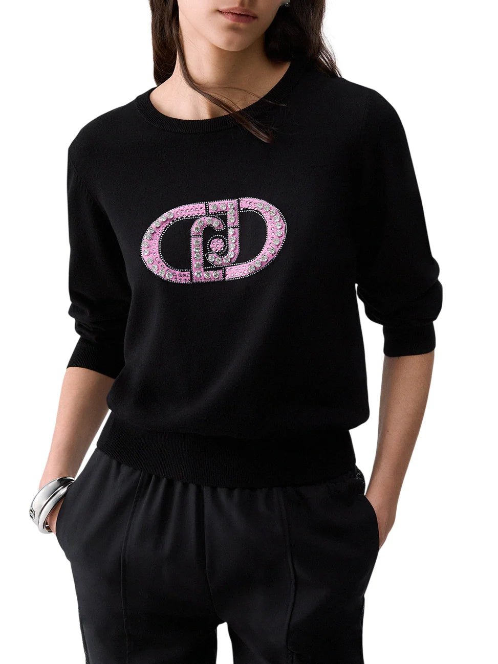 Liu Jo maglia donna con logo gioiello nero