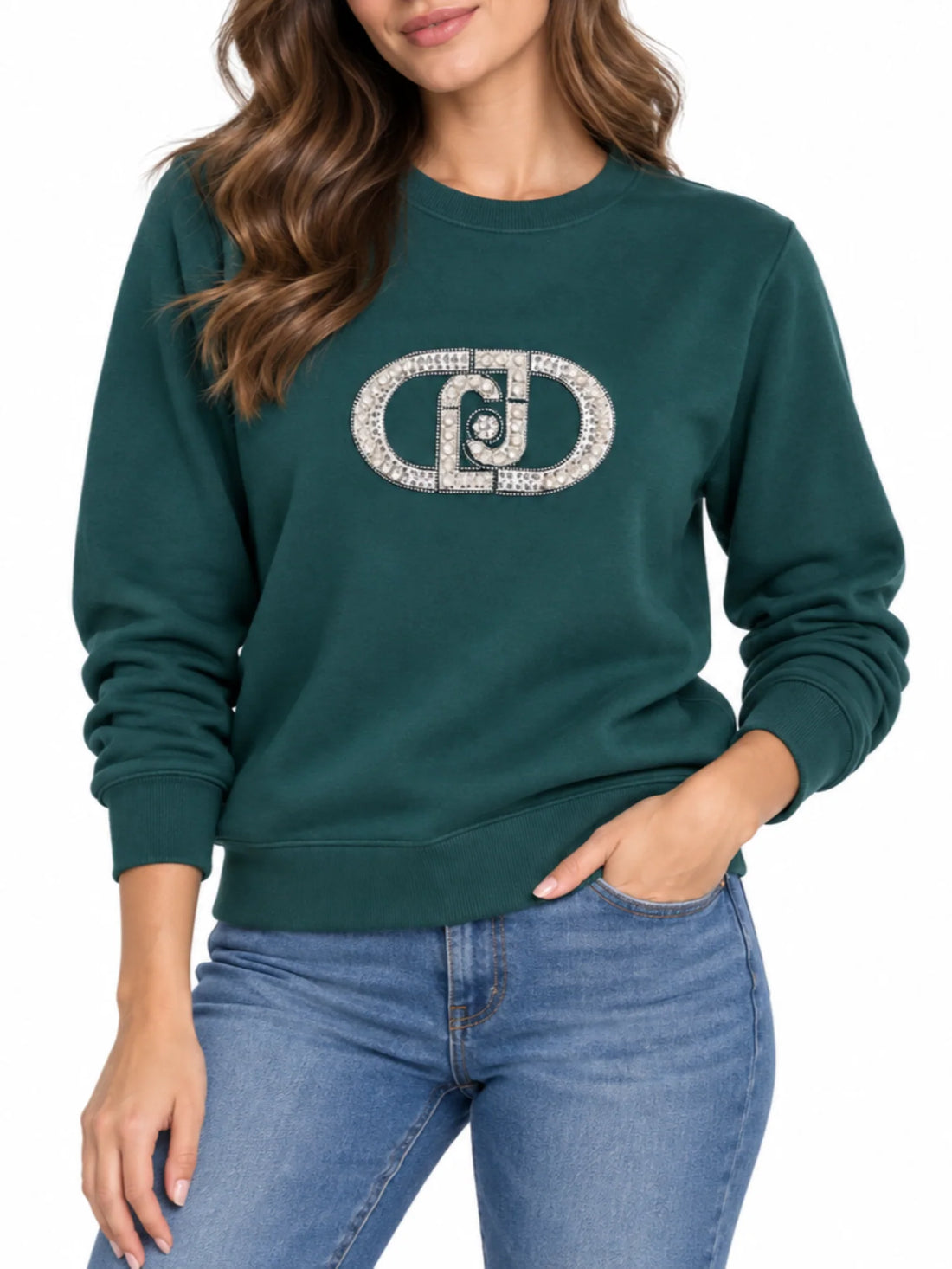Liu Jo maglia donna con logo gioiello verde