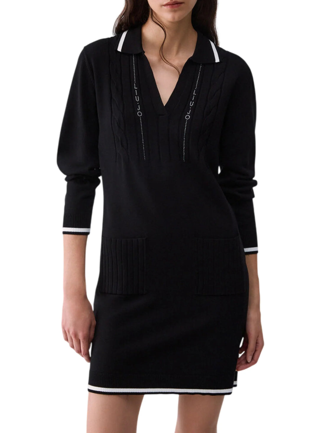 Liu Jo abito corto in maglia con logo strass nero