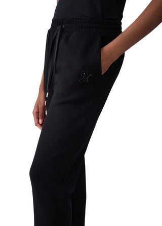Liu Jo pantaloni joggers donna in scuba con logo gioiello nero