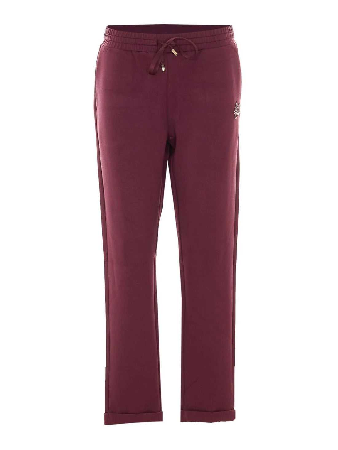 Liu Jo pantaloni joggers donna in scuba con logo gioiello borgogna