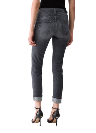 Liu Jo jeans donna Monroe slim con risvolto strass grigio