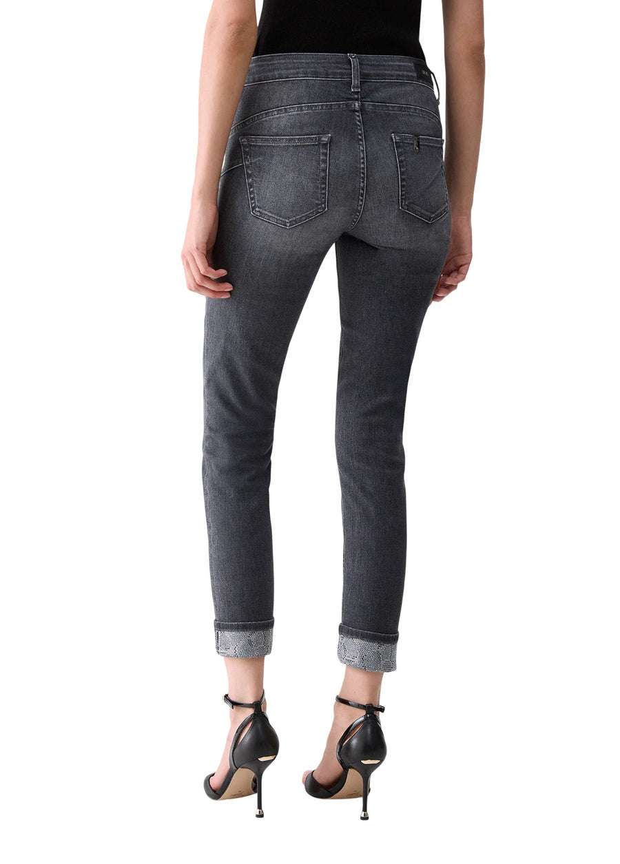 Liu Jo jeans donna Monroe slim con risvolto strass grigio UF6006D0305 87506 LIU JO 