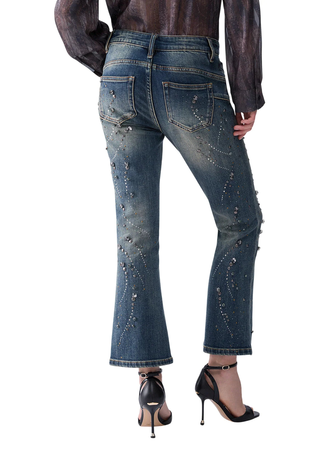 Liu Jo jeans donna Princess flare crop in denim lavaggio medio