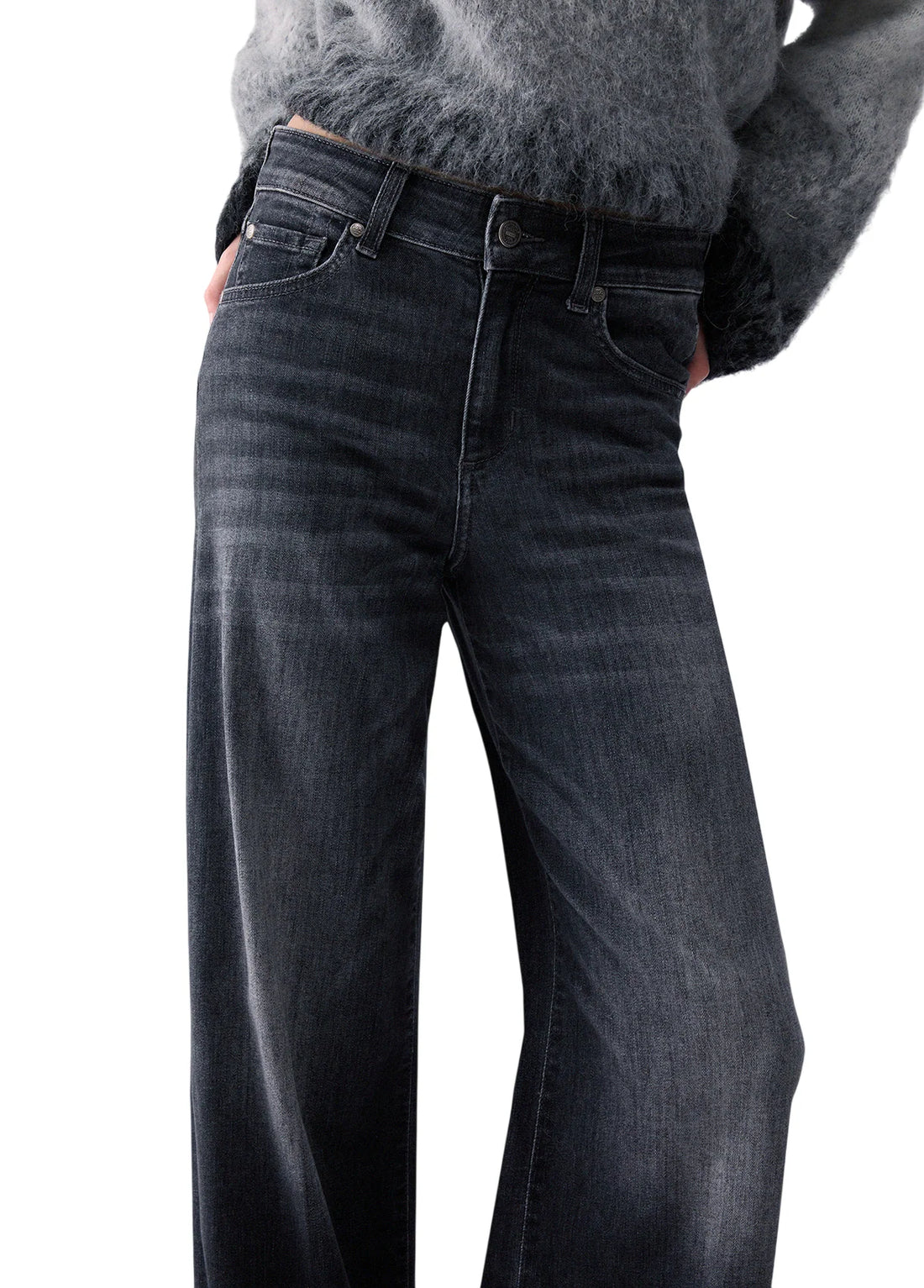 Liu Jo jeans palazzo donna in denim stretch lavaggio grigio