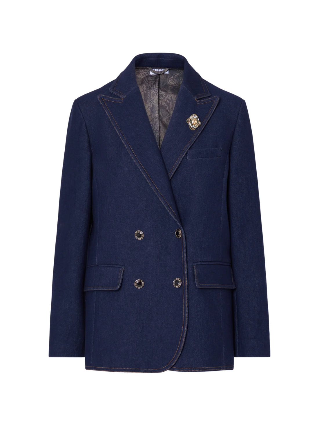 Liu Jo giacca blazer doppiopetto in denim lavaggio blu