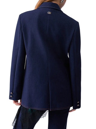Liu Jo giacca blazer doppiopetto in denim lavaggio blu UF6079D0368 77000 LIU JO 